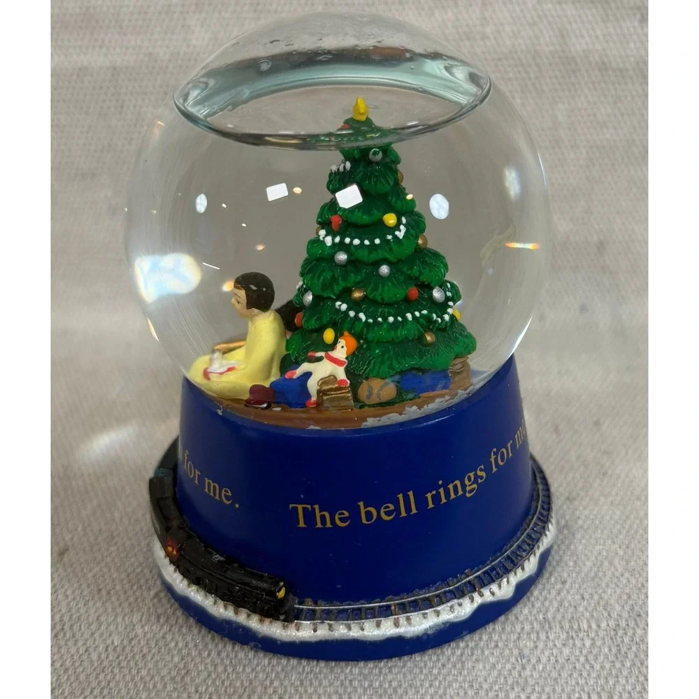 Hallmark The Polar Express Mini Snow Globe The Bell Rings For Me Blue 3.5 inch